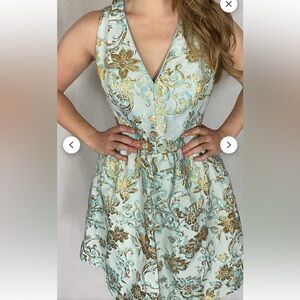 Light blue gold vintage cocktail dress. Size medium
